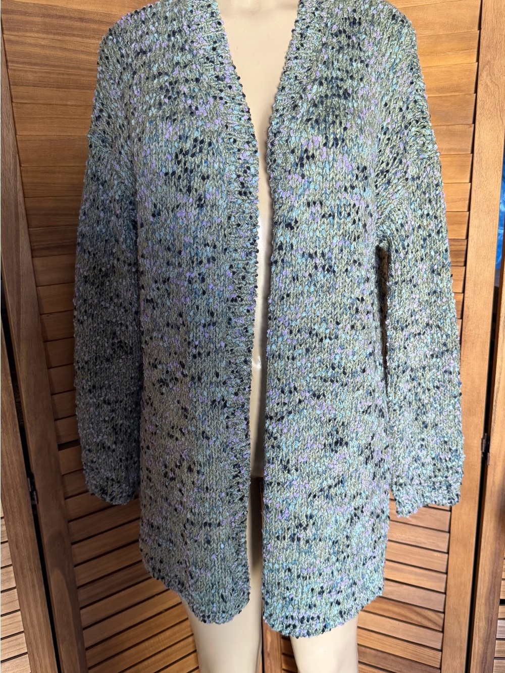 J. Jill Mint Speckled Open-Front Cardigan